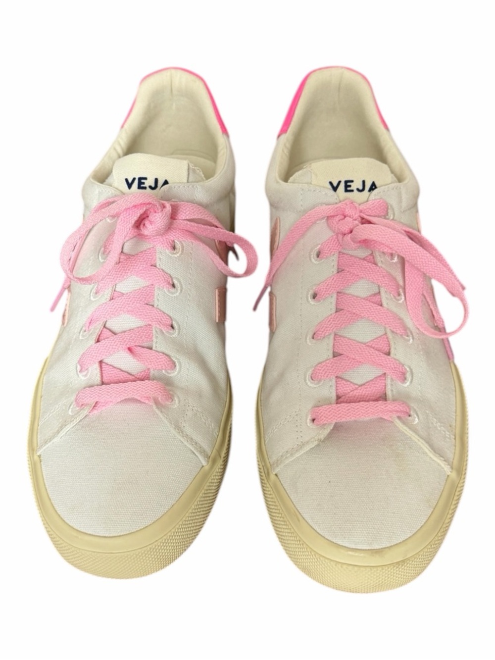 Veja V-10 White Sneakers with Pink Accents eco friendly size 9.5 - Picture 3 of 11